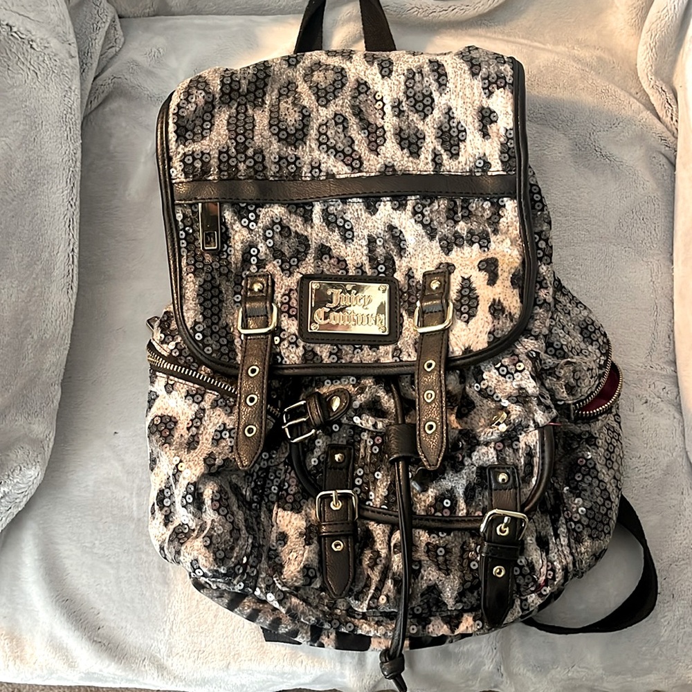 Juicy couture sequin leopard backpack